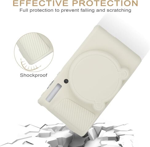 Case for Canon PowerShot SX740 HS Camera,2 Tempered Glass Screen Protectors,1 CameraWrist Strap, Soft Silicone Protective caseskin,Detachable Lens Cap,Slim Fit for SX740 HS SX730-Off White in Saudi Arabia