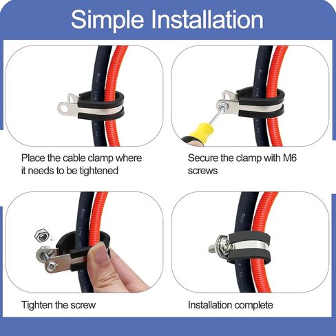 Waziaqoc 12 PCS 1 1/2 Inch Cable Clamps, Rubber Cushioned Insulated Clamp, Stainless Steel Wire Clamp for Pipe and Hose（38.1mm） in Saudi Arabia