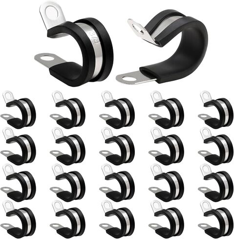 Waziaqoc 12 PCS 1 1/2 Inch Cable Clamps, Rubber Cushioned Insulated Clamp, Stainless Steel Wire Clamp for Pipe and Hose（38.1mm） in Saudi Arabia