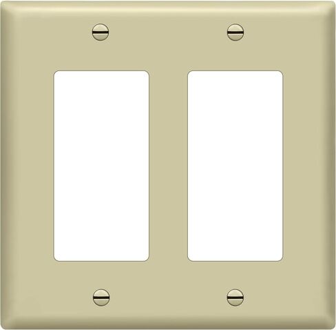 ENERLITES Decorator Light Switch or Receptacle Outlet Wall Plate, Gloss Finish, Size 2-Gang 4.50" x 4.57", Unbreakable Polycarbonate Thermoplastic, UL Listed, 8832-W, White in Saudi Arabia