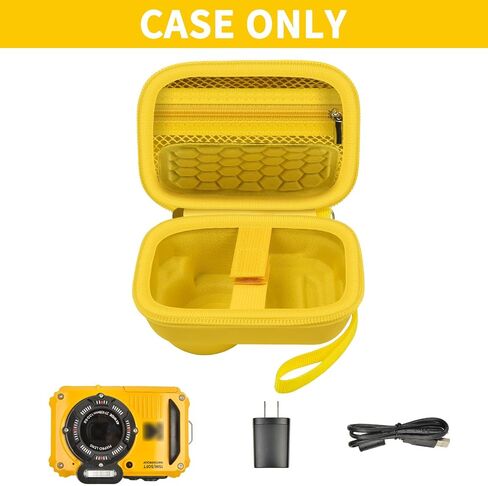 GWCASE Hard Travel Case Compatible with PIXPRO WPZ2 Rugged Water-tight Digital Camera and Accessories, Storage Organizer for SD Memory Card/Replacement Battery -Yellow (Box Only) in Saudi Arabia