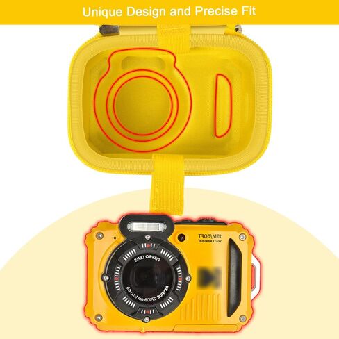 GWCASE Hard Travel Case Compatible with PIXPRO WPZ2 Rugged Water-tight Digital Camera and Accessories, Storage Organizer for SD Memory Card/Replacement Battery -Yellow (Box Only) in Saudi Arabia