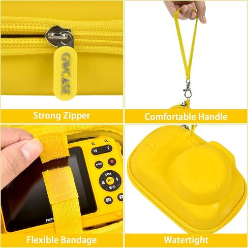 GWCASE Hard Travel Case Compatible with PIXPRO WPZ2 Rugged Water-tight Digital Camera and Accessories, Storage Organizer for SD Memory Card/Replacement Battery -Yellow (Box Only) in Saudi Arabia