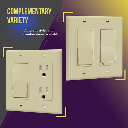 ENERLITES Decorator Light Switch or Receptacle Outlet Wall Plate, Gloss Finish, Size 2-Gang 4.50" x 4.57", Unbreakable Polycarbonate Thermoplastic, UL Listed, 8832-W, White in Saudi Arabia