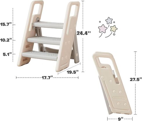 Folding Toddler Step Stool for Bathroom Sink,Adjustable 3 to 2 Step Stools for Toilet Potty Training,Sturdy Kids Step Stool for Kitchen Counter with Handle,Dark Grey in Saudi Arabia