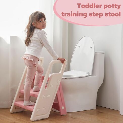 Folding Toddler Step Stool for Bathroom Sink,Adjustable 3 to 2 Step Stools for Toilet Potty Training,Sturdy Kids Step Stool for Kitchen Counter with Handle,Dark Grey in Saudi Arabia