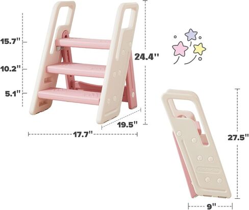 Folding Toddler Step Stool for Bathroom Sink,Adjustable 3 to 2 Step Stools for Toilet Potty Training,Sturdy Kids Step Stool for Kitchen Counter with Handle,Dark Grey in Saudi Arabia