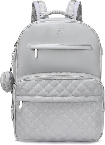 3 in 1 Luxe Leather Diaper Bag Backpack - Ultimate Baby Bag with 21 Pockets, Charging Port, Changing Pad, Pacifier Case, Stroller Straps - Stylish, Waterproof, Unisex (31L Grey) in Saudi Arabia