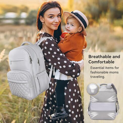 3 in 1 Luxe Leather Diaper Bag Backpack - Ultimate Baby Bag with 21 Pockets, Charging Port, Changing Pad, Pacifier Case, Stroller Straps - Stylish, Waterproof, Unisex (31L Grey) in Saudi Arabia