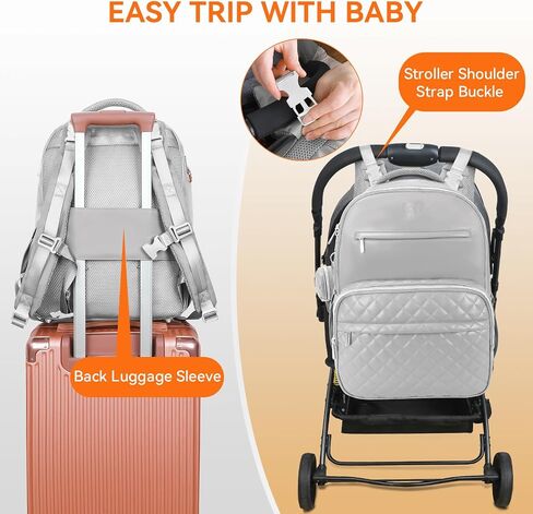 3 in 1 Luxe Leather Diaper Bag Backpack - Ultimate Baby Bag with 21 Pockets, Charging Port, Changing Pad, Pacifier Case, Stroller Straps - Stylish, Waterproof, Unisex (31L Grey) in Saudi Arabia