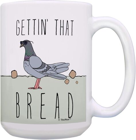 Funny Pigeon Mugs Gettin That Bread Punny Pigeon Mug Coworker Office Gifts Coffee Mug Tea Cup Multi in Kuwait