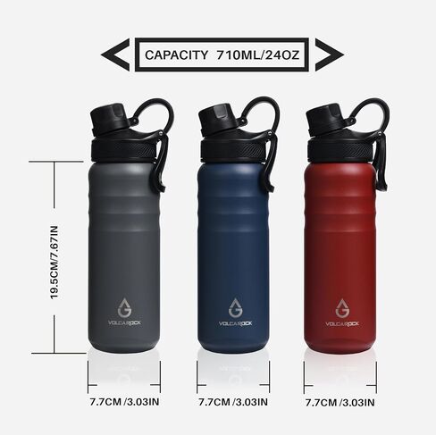 Insulated Sports Water Bottle with Straw Lid Dustproof, 3 Lids, 24/32/40/64 oz Dishwasher Safe & BPA Free Double Wall Stainless Steel Water bottle, Leakproof & Sweat Free -40 Oz Brick Red in Saudi Arabia