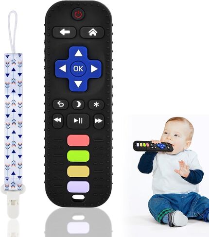 Baby TV Remote Control Toy, Teether Toys for Baby 6-24 Months, Infant Music Toy with Sound, Melody and 3 Language English/French/Spanish, Early Development Toys for Toddlers 6 12 18 Month in Saudi Arabia