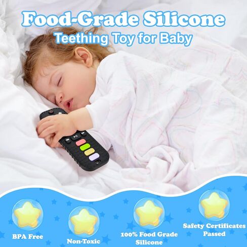 Baby TV Remote Control Toy, Teether Toys for Baby 6-24 Months, Infant Music Toy with Sound, Melody and 3 Language English/French/Spanish, Early Development Toys for Toddlers 6 12 18 Month in Saudi Arabia