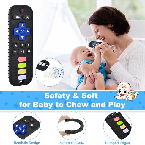 Baby TV Remote Control Toy, Teether Toys for Baby 6-24 Months, Infant Music Toy with Sound, Melody and 3 Language English/French/Spanish, Early Development Toys for Toddlers 6 12 18 Month in Saudi Arabia