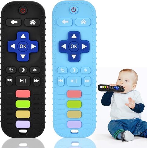 Baby TV Remote Control Toy, Teether Toys for Baby 6-24 Months, Infant Music Toy with Sound, Melody and 3 Language English/French/Spanish, Early Development Toys for Toddlers 6 12 18 Month in Saudi Arabia