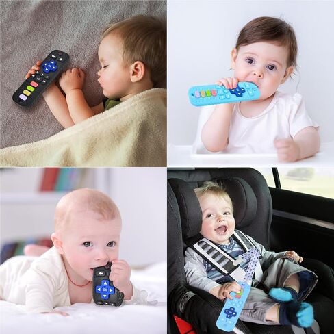 Baby TV Remote Control Toy, Teether Toys for Baby 6-24 Months, Infant Music Toy with Sound, Melody and 3 Language English/French/Spanish, Early Development Toys for Toddlers 6 12 18 Month in Saudi Arabia