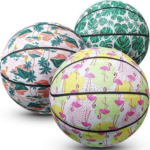 3 Pcs Kid Basketball Youth Basketball Size 5 (27.5") Leather Basketball Kid Youth Adult Basketball Colorful Pattern Indoor Outdoor Basketball Game for Boy Girl Women Men in Saudi Arabia