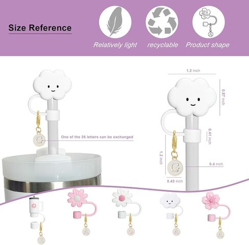 Stanley Cup Accessories 30 & 40 Oz Straw Cover Cap Set Including 9-10mm Topper with 26PCS A to Z Letter Charms Personalize Your Tumbler (Paw print) in Saudi Arabia