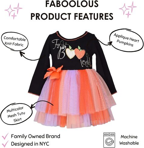 Bonnie Jean Faboolous Girls Halloween Dress - Long Sleeve with Tutu Skirt- Baby, Little Girl, and Toddler Halloween Outfit in Saudi Arabia