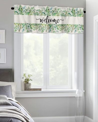 Natural Flowers Blooming Yellow Sunflowers Window Valance Rod Pocket Panel for Kitchen Bedroom Windows Vintage Farm Barn Door Planks Valances Short Curtain Bathroom Treatment Drapes in Kuwait