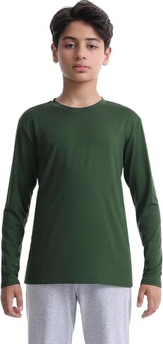 Cosy Pyro 5-Pack Boys Youth Long Sleeve Dry Fit T-Shirt Moisture Wicking Athletic Round Neck Tees in Kuwait