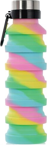 iscream BPA Free, 18 oz Collapsible Silicone Bottle with Carabiner - Happy Stripe in Saudi Arabia