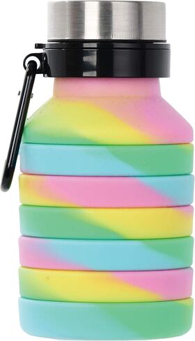 iscream BPA Free, 18 oz Collapsible Silicone Bottle with Carabiner - Happy Stripe in Saudi Arabia