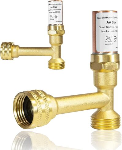 2-Pack Stainless Steel Water Hammer Arrestor, 3/4-Inch FHT x 3/4-Inch MHT for Washing Machine, Reduce Banging Noise in Kuwait
