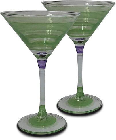 Hand Painted Martini Glasses Set of 2 - Cape Cod Cottage Turquoise Collection - Hand Painted Glassware by USA Artists - Unique and Decorative Martini Glasses, Kitchen Table Décor in Saudi Arabia
