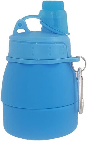 Collapsible Lightweight Water Bottle, Food-Grade Silicone BPA Free, Foldable Portable Leak Proof Office Sports Travel Gym Camping Hiking Cycling Water Bottle with Vertical Hook (Gray) in Saudi Arabia