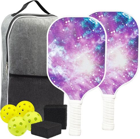 Pickleball Set of 2 Pack, Pickleball Paddles with 4 Pickleballs 2 Rackets Paddles 2 Paddle Erasers and 1 Pickleball Bag Lightweight Men Women Indoor Outdoor Pickleball Games in Saudi Arabia