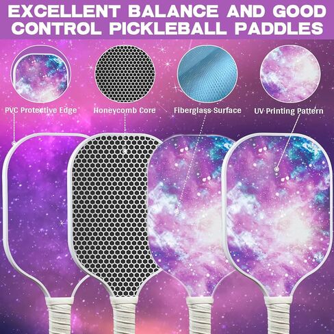 Pickleball Set of 2 Pack, Pickleball Paddles with 4 Pickleballs 2 Rackets Paddles 2 Paddle Erasers and 1 Pickleball Bag Lightweight Men Women Indoor Outdoor Pickleball Games in Saudi Arabia