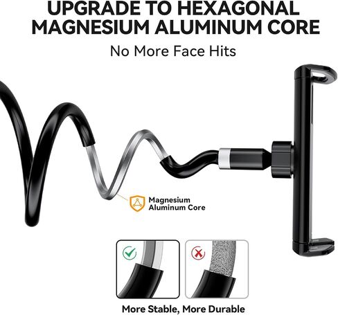FlyCoco Gooseneck Tablet Stand Holder, [Upgraded] Mount Holder Clip with Flexible Long Arm for Bed, Compatible with iPad Pro Air/iPhone/Kindle Fire/Switch or Other 4-13" Device, Black in Saudi Arabia