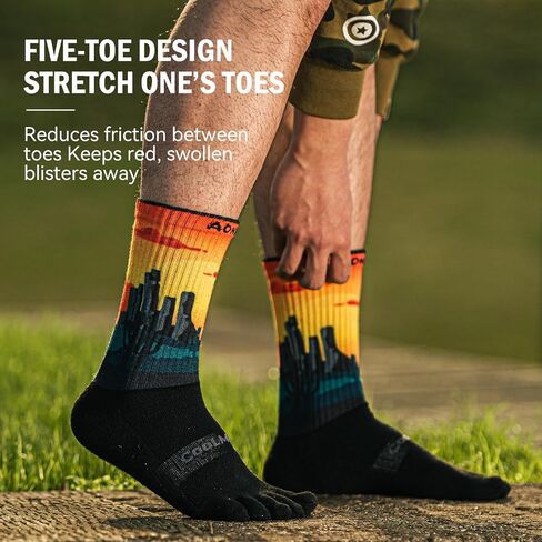 Toe socks Running Athletic Anti-Blister Wicking Cool-max Five Finger Crew Socks Seamless Anti-odor in Kuwait