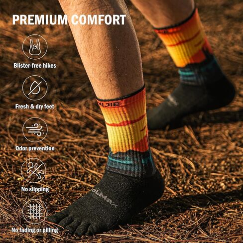 Toe socks Running Athletic Anti-Blister Wicking Cool-max Five Finger Crew Socks Seamless Anti-odor in Kuwait