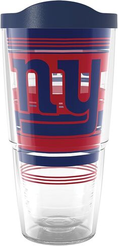 Tervis NFL New York Giants - خطوط Hype مصنوعة في الولايات المتحدة الأمريكية، كوب سفر معزول بجدار مزدوج يحافظ على المشروبات باردة وساخنة، 16oz، كلاسيكي in Saudi Arabia