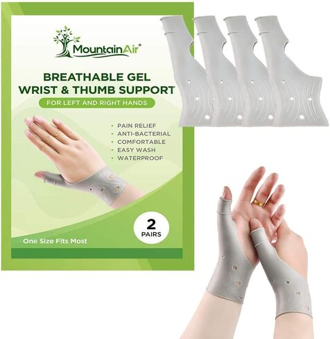 Gel Thumb Braces (4 Pcs) – Waterproof and Unisex Wrist Brace With Thumb Support- Hand Brace for Arthritis Pain– Super Soft & Comfortable – Made With Latex Rubber (Black) in Saudi Arabia