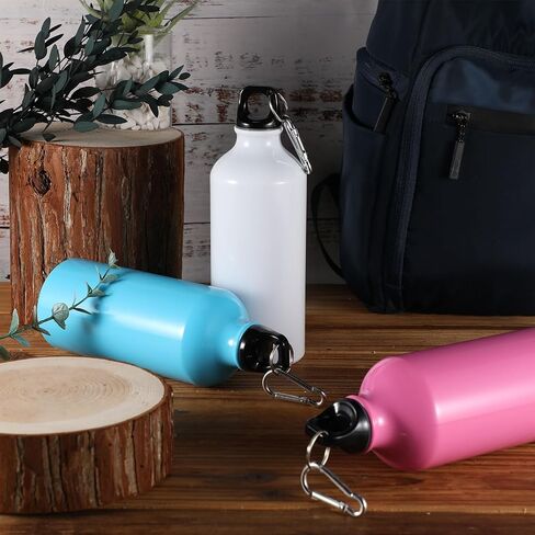 Nuogo 24 Pack Aluminum Water Bottle Bulk 20 oz Reusable Metal Water Bottle Lightweight Leak Proof Aluminum Water Bottles with Twist Cap and Buckle for Bike Travel Sports Camping(Black) in Kuwait