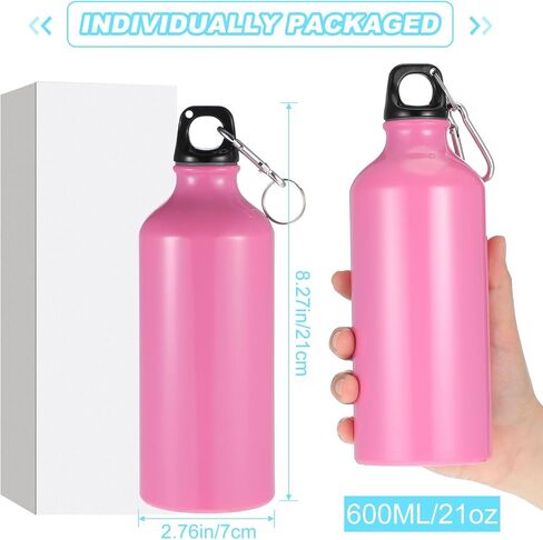 Nuogo 24 Pack Aluminum Water Bottle Bulk 20 oz Reusable Metal Water Bottle Lightweight Leak Proof Aluminum Water Bottles with Twist Cap and Buckle for Bike Travel Sports Camping(Black) in Kuwait