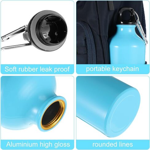 Nuogo 24 Pack Aluminum Water Bottle Bulk 20 oz Reusable Metal Water Bottle Lightweight Leak Proof Aluminum Water Bottles with Twist Cap and Buckle for Bike Travel Sports Camping(Black) in Kuwait