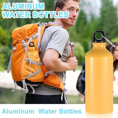 Nuogo 24 Pack Aluminum Water Bottle Bulk 20 oz Reusable Metal Water Bottle Lightweight Leak Proof Aluminum Water Bottles with Twist Cap and Buckle for Bike Travel Sports Camping(Black) in Kuwait
