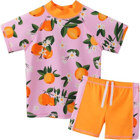 Girls Two Piece Swimsuit Floral UPF 50+ Rash Guard Set Kids Beach Swimwear in Kuwait