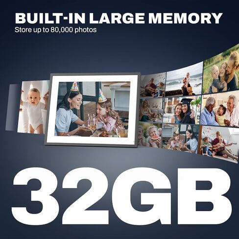 إطار صورة رقمي كبير مقاس 16.2 بوصة من Arktronic، إطار صورة رقمي 32 جيجابايت IPS HD تعمل باللمس، إطار صورة إلكتروني WIFI مثبت على الحائط يدور تلقائيًا، مشاركة الصور والفيديو عبر التطبيق والبريد الإلكتروني، جهاز التحكم عن بعد in Saudi Arabia