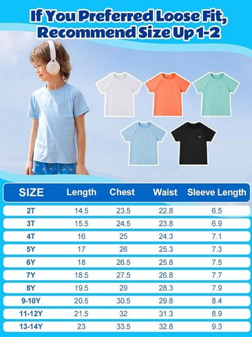 Angel season Boys Rash Guard Swim Shirt Short Sleeve UPF 50+ for Toddler Kids Teens Swimwear Rashguard Quick Dry, Size 3-14 in Kuwait