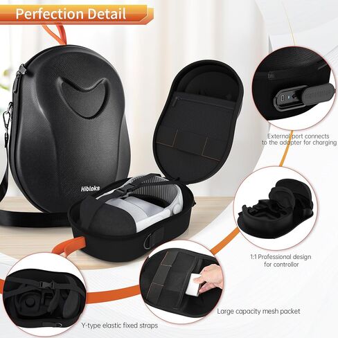 حقيبة حمل صلبة من HiBloks مع منفذ شحن مغناطيسي لجهاز Apple Vision Pro، حقيبة تخزين ذات سعة كبيرة لسماعات Apple Vision Pro والبطارية/المحول/الكابلات، حقيبة سفر محمولة in Kuwait