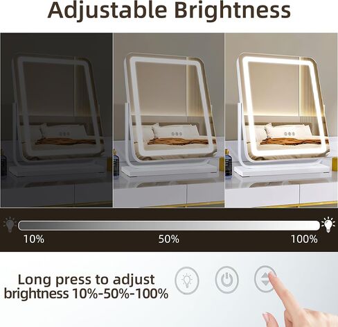 18" Vanity Mirror with Lights, Lighted Makeup Mirror LED Makeup Mirror with 3 Color Lighting Modes, Smart Touch Control Dimmable Vanity Mirror,360°Rotation,Gold in Saudi Arabia