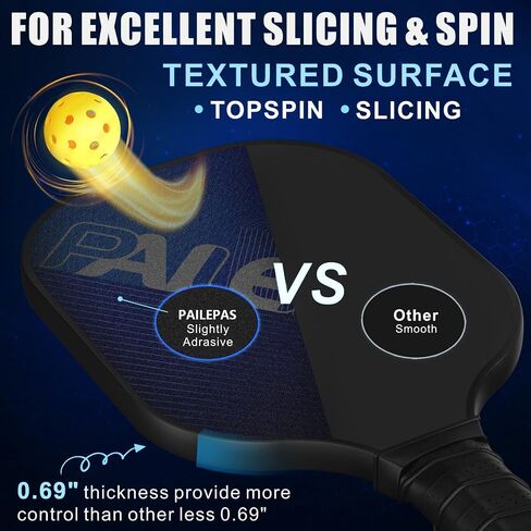 Pickleball Paddles Set of 2, USAPA Standard Pickleball Paddles Fiberglass Surface Frosted, 0.69" Polypropylene Honeycomb Core, 2 Pickleball Rackets 4 Pickleballs 2 Cool Towel Pickleball Bag in Saudi Arabia