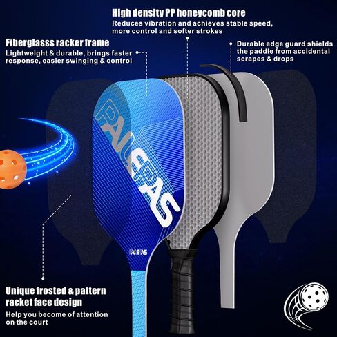 Pickleball Paddles Set of 2, USAPA Standard Pickleball Paddles Fiberglass Surface Frosted, 0.69" Polypropylene Honeycomb Core, 2 Pickleball Rackets 4 Pickleballs 2 Cool Towel Pickleball Bag in Saudi Arabia