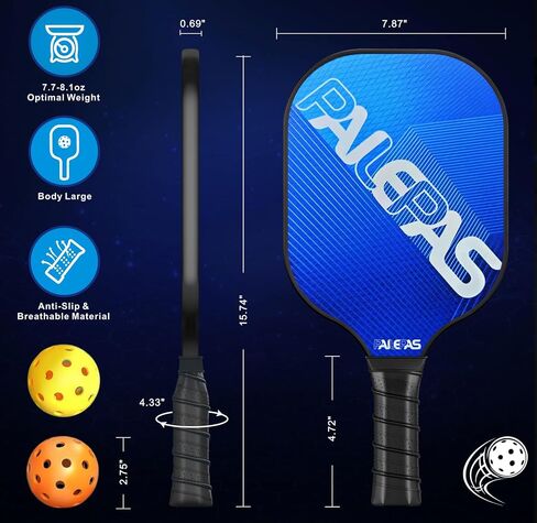 Pickleball Paddles Set of 2, USAPA Standard Pickleball Paddles Fiberglass Surface Frosted, 0.69" Polypropylene Honeycomb Core, 2 Pickleball Rackets 4 Pickleballs 2 Cool Towel Pickleball Bag in Saudi Arabia